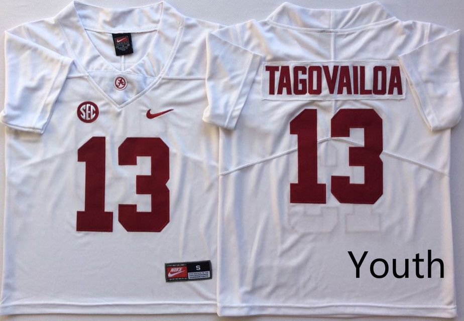 Youth Alabama Crimson Tide #13 Tagovailoa White Nike NCAA Jerseys